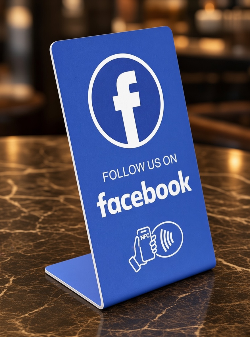 Facebook NFC L-Stand Countertop Sign