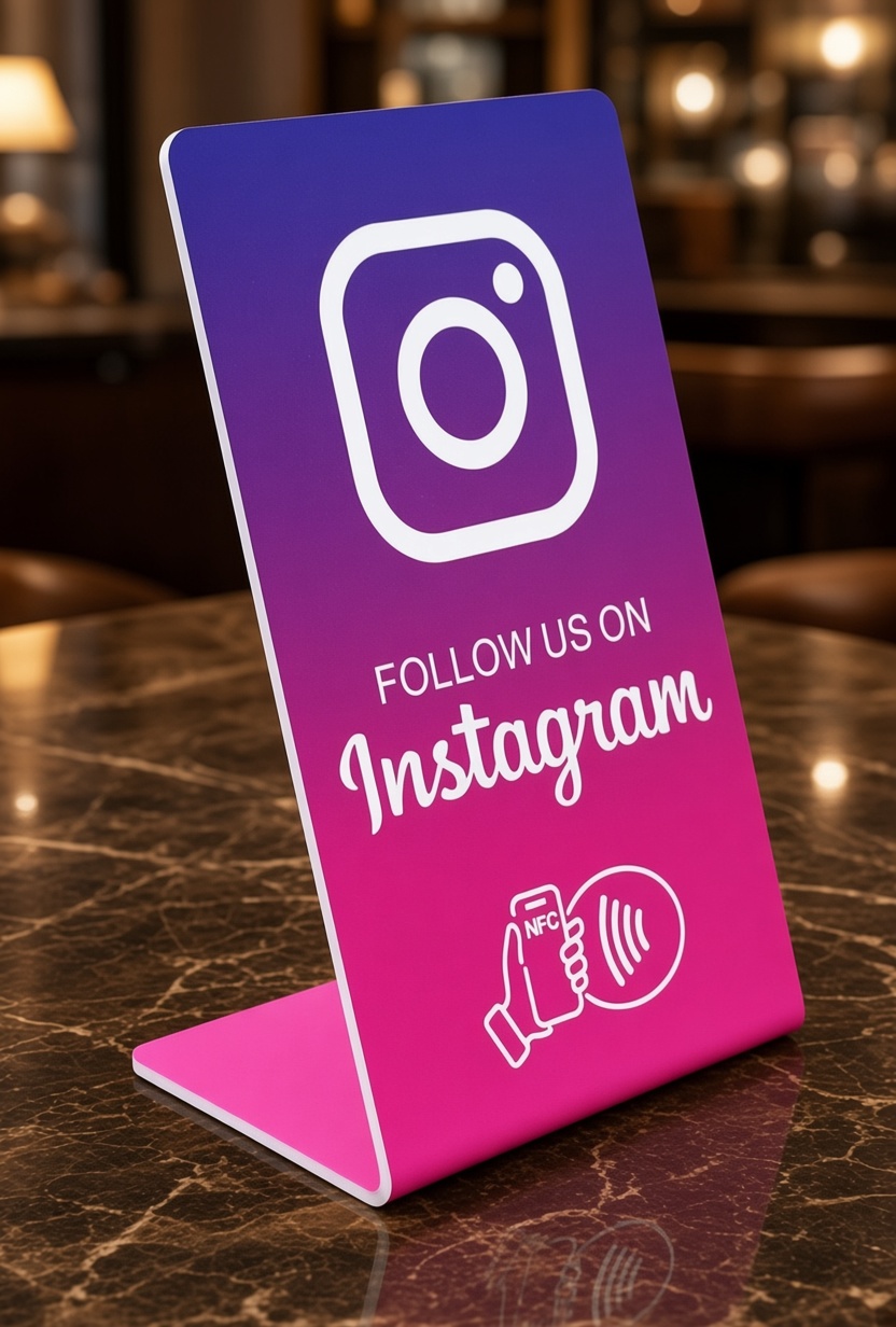 Instagram NFC L-Stand Countertop Sign